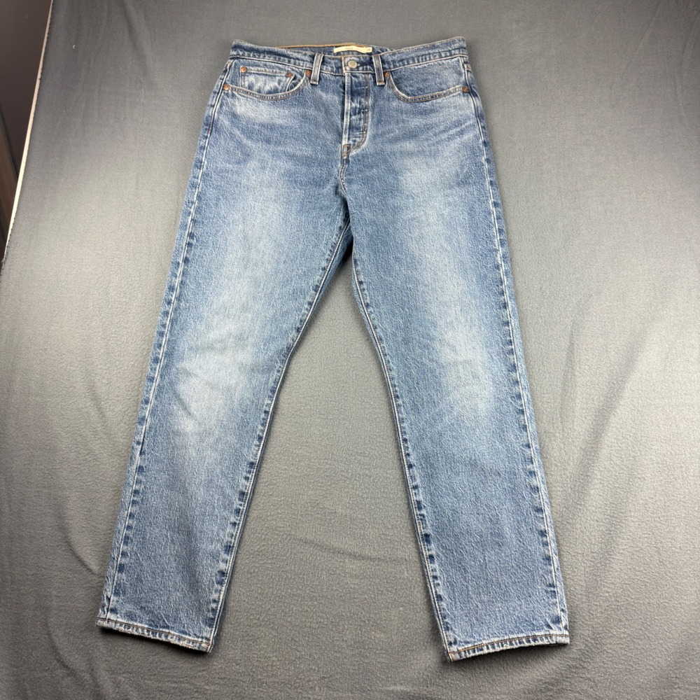 Levis Wedgie Jeans Women's 30 Blue High Rise Straight Premium Button Fly Stretch